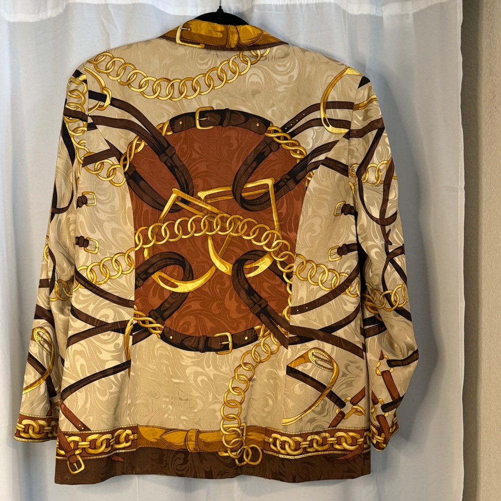 Vintage Coery B New York Silk Chain Print Jacket – Equestrian Style - Picture 7 of 12